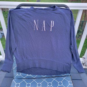 LOVE by GAP NAP Slub Sweatshirt Sleep Pajama Top Silver Glitter & Navy Blue S